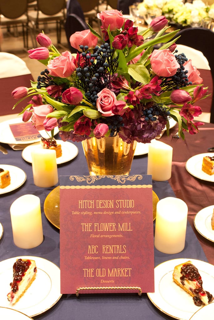 Navy + Plum + Gold Table (Menu cards by Hitch Design Studio, Brookings, SD)