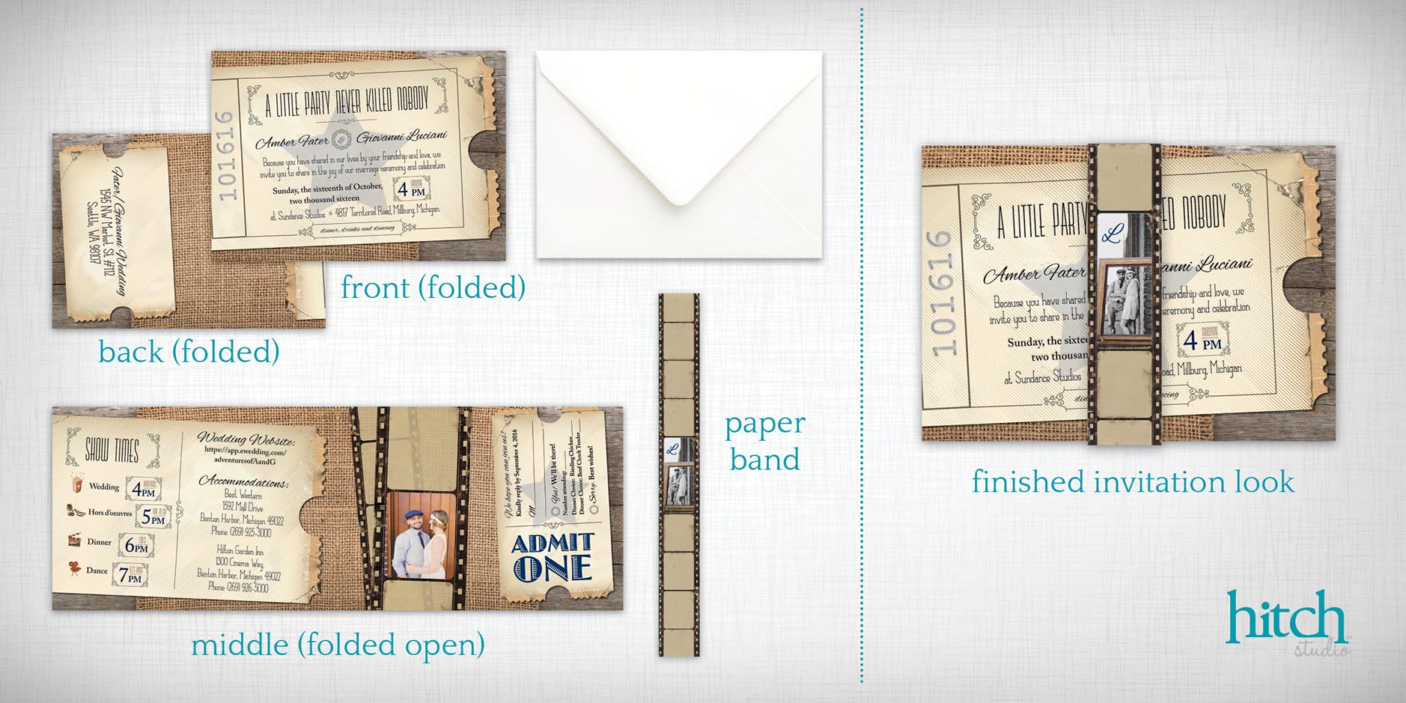 Hitch Studio offers ribbon for your wedding invitations!