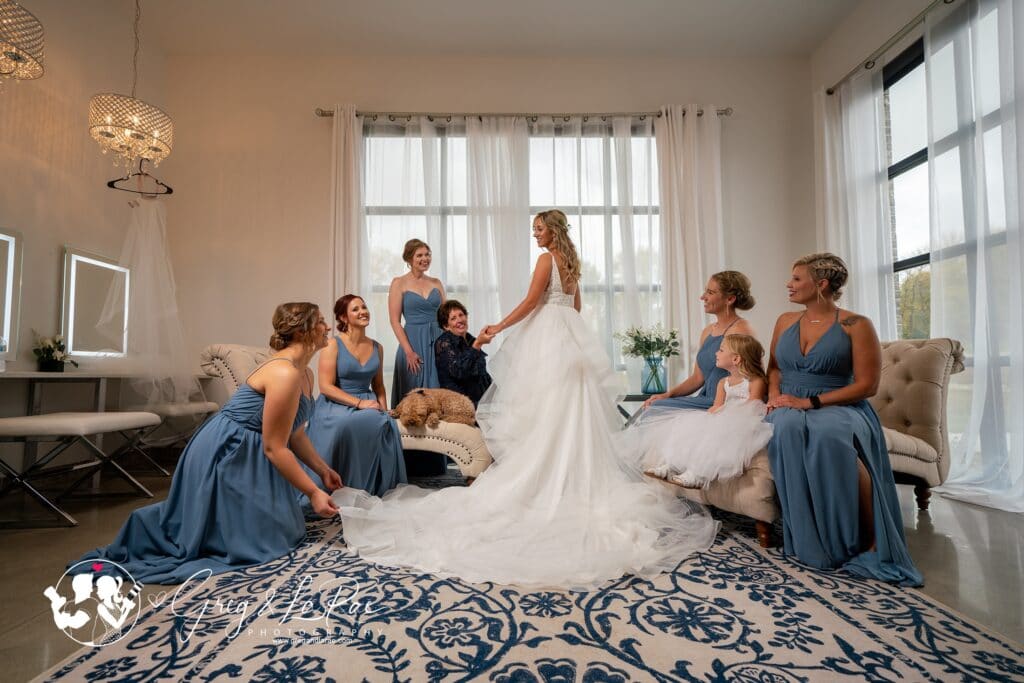 Wedding party in the bridal suite at The Atrium in Sioux Falls.
