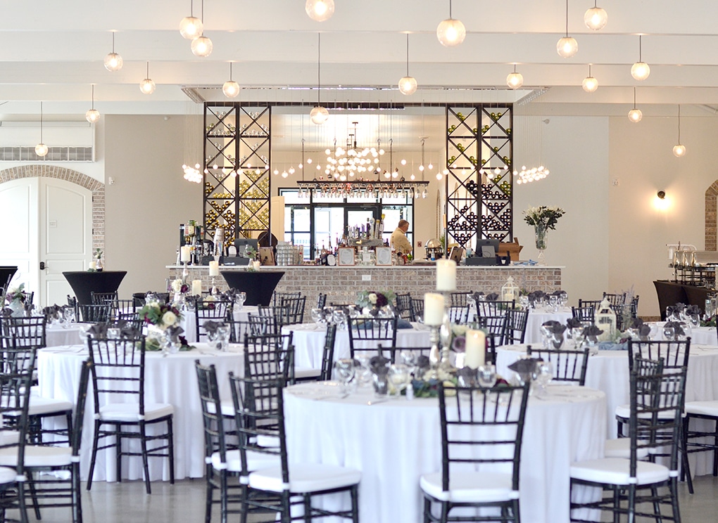 Wedding bar styling done by Hitch Studio at The Atrium Sioux Falls.