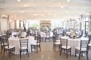 wedding reception design done by Hitch Studio at The Atrium Sioux Falls