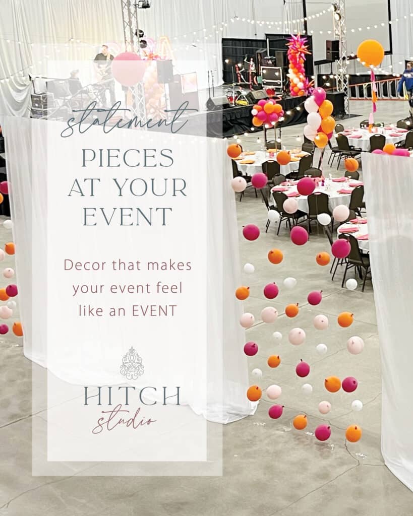 Colorful balloon decor in elegant event venue