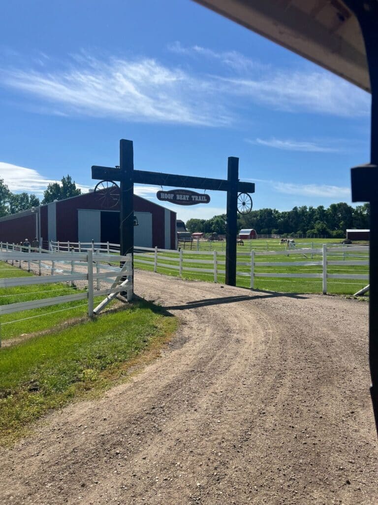 Entrance sign to Hoof Beat Trail horse farm