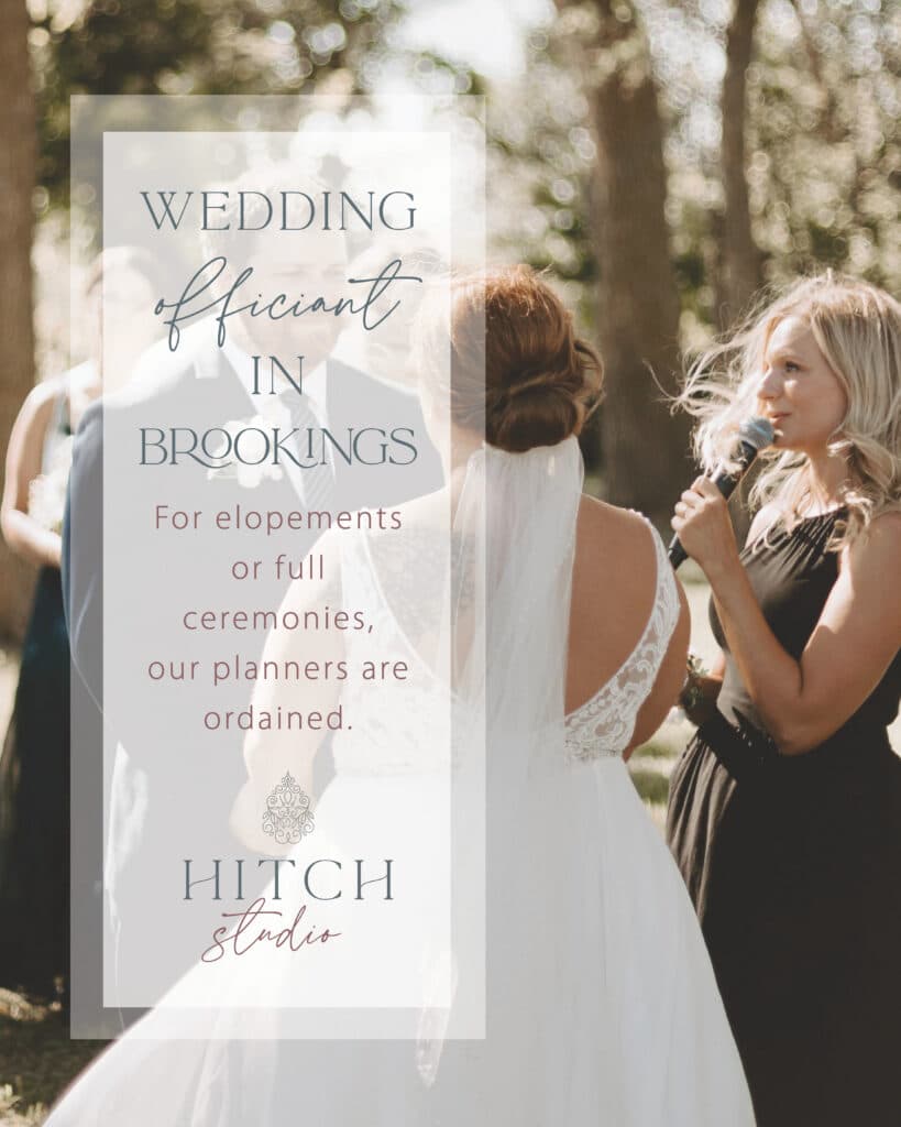Wedding planning graphic with smiling couple and inspirational text