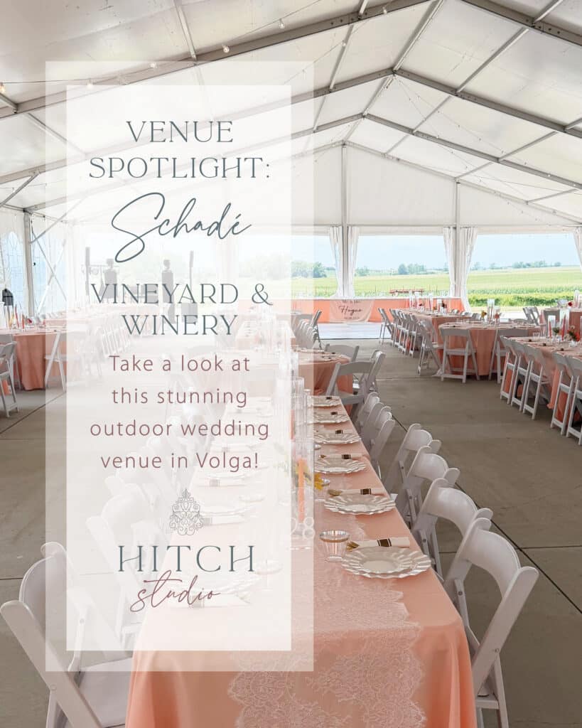 Elegant outdoor wedding venue with white chairs and decor