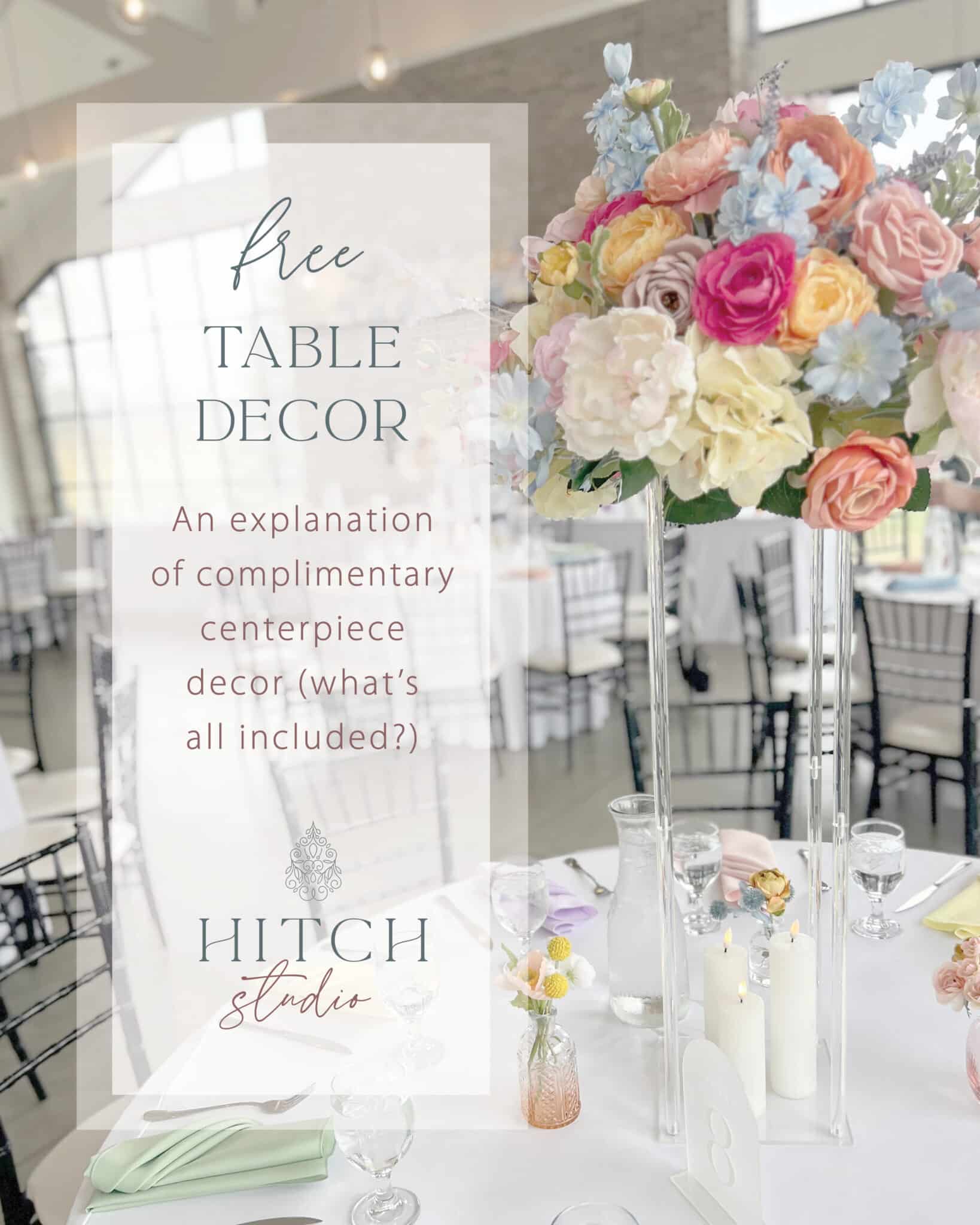 Floral wedding tablescape promoting free table decor